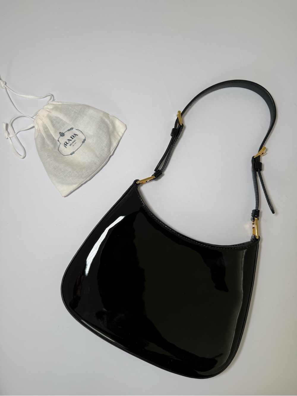Prada Cleo Patent Leather Black Shoulder Bag - Picture 8 of 8